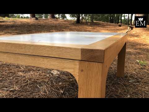 MESA DE ROBLE CON TAPA DE PORCELANATO