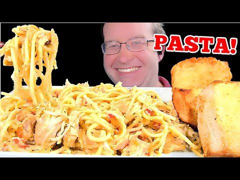 ASMR CHEESY CHICKEN PASTA MUKBANG EATING SOUNDS