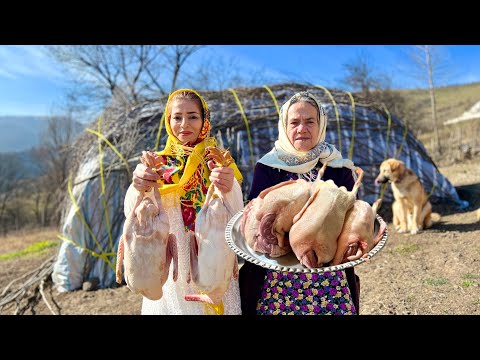 IRAN Village Life! Cooking Duck Biryani with Rice Recipe in Village House