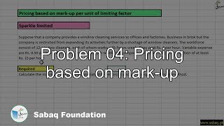 Problem 04: Pricing based on mark-up