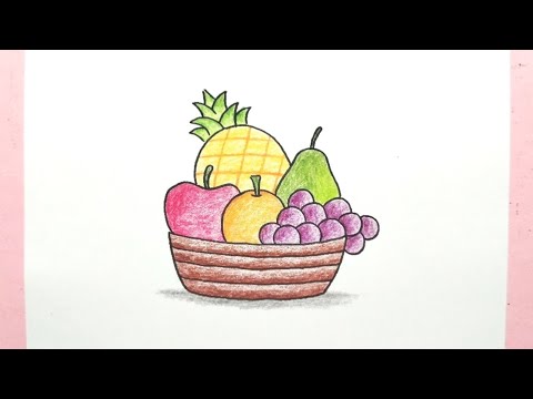 Cara menggambar buah buahan dalam keranjang - How to draw fruits