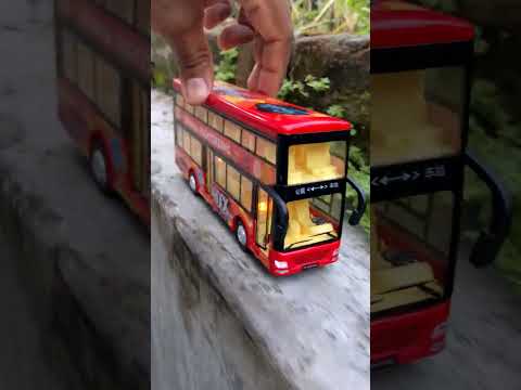Satisfying Toy Disney Pixar Car, Deluxe Bus, Travel Bus, Hand Moving on Outer Brick Wall, Driving