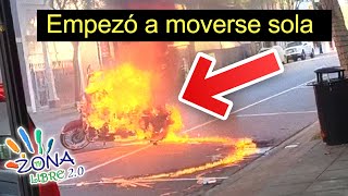 Peligro en las calles: Una motocicleta ardiendo gira sin control