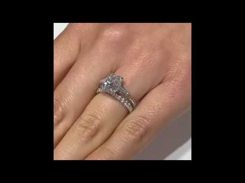 2.70 ct Radiant Cut Moissanite w/Tapered Baguette Sides