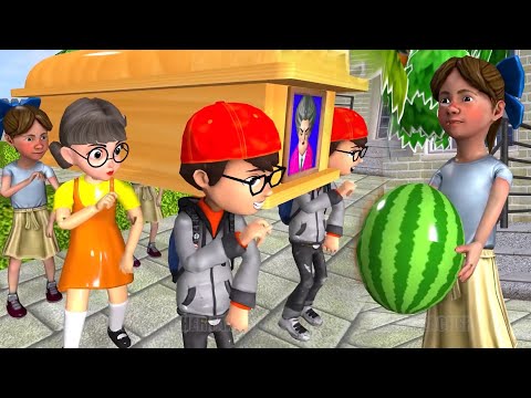 Nick and Tani vs Russian Girl Troll Scary Teacher in Ice Watermelon vs Balloon Challenge #shorts