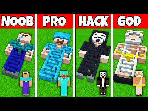 Minecraft Battle: NOOB vs PRO vs HACKER vs GOD! SKIN STATUE MAZE BUILD CHALLENGE in Minecraft