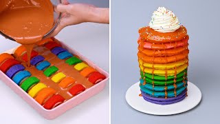 Rainbow Chocolate Cake Explosion! 🍫 Satisfying Drizzle & Layered Pancake Art | Colorful Dessert ASMR