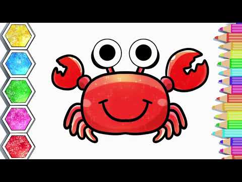 Animal Drawing & Coloring for Kids | How To Draw  a Crab Step By Step #art #cute #baby