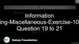 Information Handling-Miscellaneous-Exercise-10-From Question 19 to 21