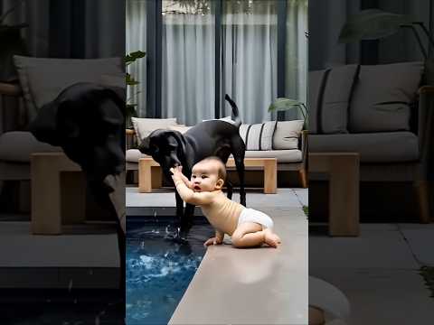 Baby’s  guardian labrador dog