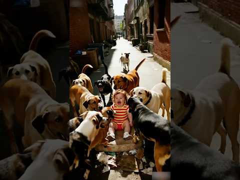 Brave baby boy chases off vicious dog to save baby girl