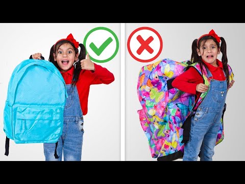 Ellie and Charlotte Giant Backpack Blunders at School