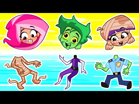 Playing Pretend Zombies ✨ Don't Press Magic Button! 👻 Funny Spooky Adventure