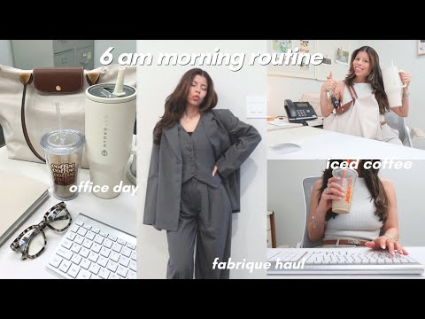 6 am morning routine + come to work with me 🤍 asmr office day, fabrique haul & coffee!