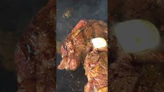 The flip tells you everything—now that's a steakhouse sear. 🥩#blackstone #steak