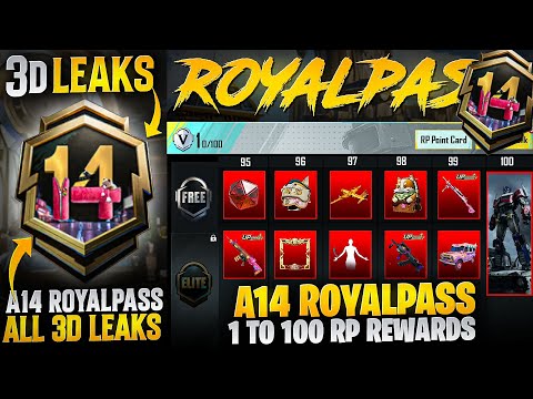 A14 Royal Pass 3D Leaks | 1 to 100 Rp Rewards | UAZ Skin & AR Upgradable |PUBGM