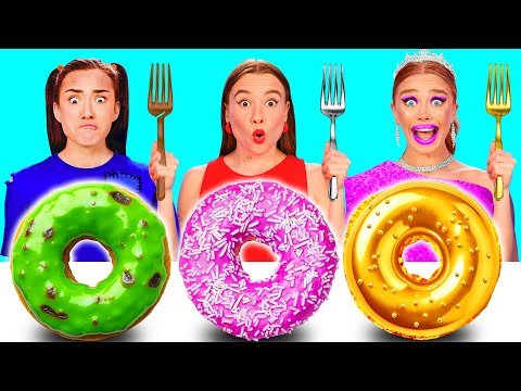 Rico vs Quebrado vs Giga Rico Alimentar Desafio | Truques Engraçados com Comida BaRaDa Challenge