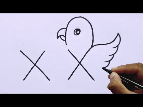 Cute Parrot Bird Drawing From XUXU Letter l Drawing Pictures l Easy Parrot Drawing l Parrot Art