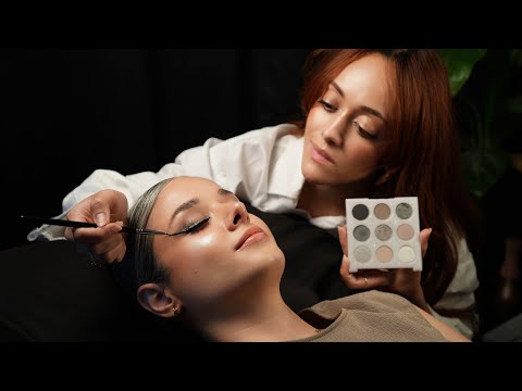 ASMR Full Shimmer Glam Makeup | Soft Skin Prep, Cleansing, Silver Sparkly