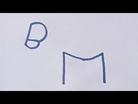 Cow drawing from letter B M / Cow (ox) drawing easy way / Animal drawing