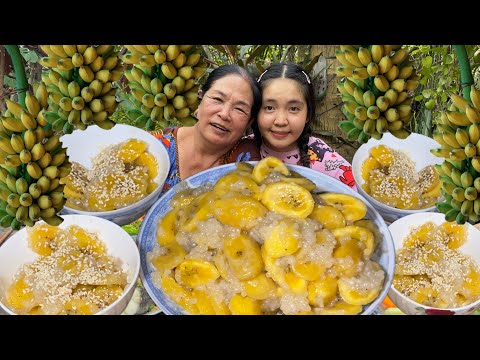 Chuối Sáp Ngào Nước Cốt Dừa Bột Báng | Hương Vị Bánh Quê || Huỳnh Như Vlogs