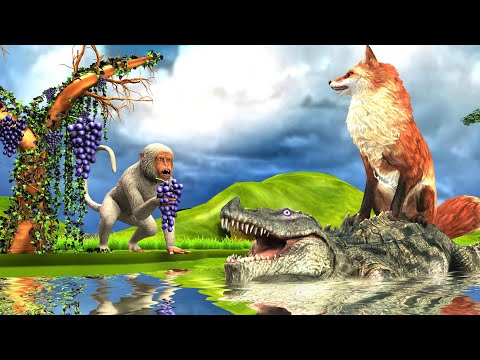 बंदर मगरमच्छ लालची लोमड़ी और अंगूर Bandar Magarmach Lalchi Lomdi Aur Angoor Monkey Crocodile and Fox