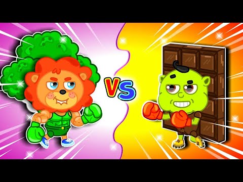 Lion Family | Healthy Food vs Junk Food -Learns Healthy Food Choices With Broccoli Bro | Cartoon