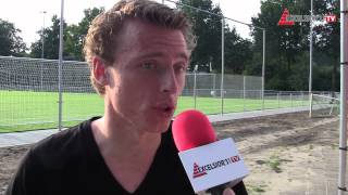 Screenshot van video Michel Gerritsen Mulkes over zijn eerste weken bij Go Ahead Eagles