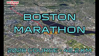 Boston Marathon 2026: 3D Video Course Map | 42.2 km - Boston