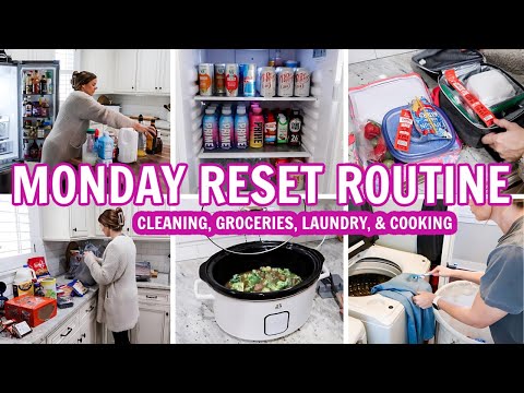 ⏰ MONDAY RESET ROUTINE - Cleaning, Grocery Haul, Laundry, Easy Recipe!