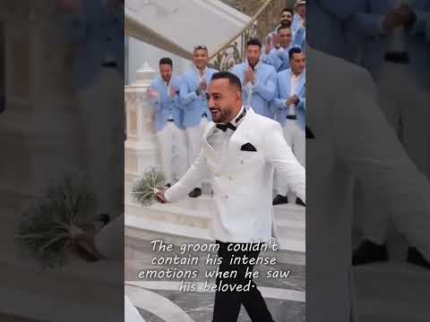 The groom couldn't contain his intense emotions when he saw his beloved #weddingdress #firstlook