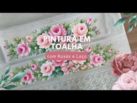 Como Pintar Laço com Rosas em Toalha Verde- Imersão O Segredo das Toalhas Perfeitas