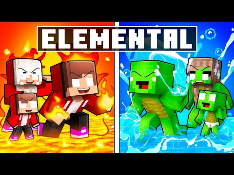JJ and Mikey: GOOD vs EVIL Elemental Power Family Battle in Minecraft - Maizen