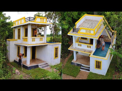 Building The Most Creative 2-Story Villa House With Swimming Pool In Deep Jungle