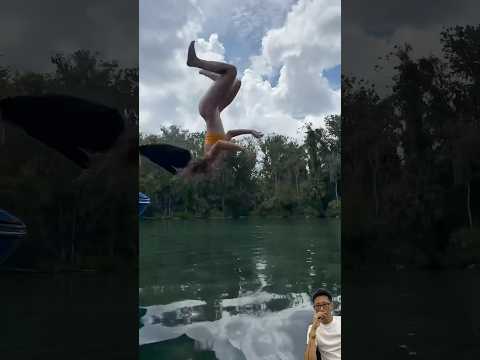 How to REALLY Cool Off . #summer #boatlife #backflip #stunt #funny #fail #impossible #lakelife