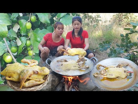 Survival in the rainforest, Duck hot spicy curry So delicious food for dinner, Survival cooking