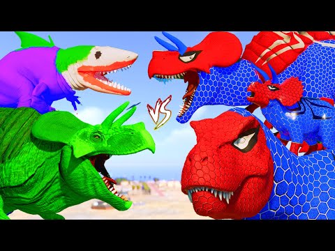PRO 8 SPIDER-MAN DINOSAUR TEAM - ALL SPIDERMAN RED HERO Dinosaurs Biggest Battle in Jurassic World🕷️