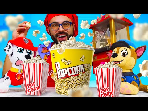 ¡Hacemos palomitas de maíz con los Paw Patrol! La Patrulla Canina en la cocina para niños