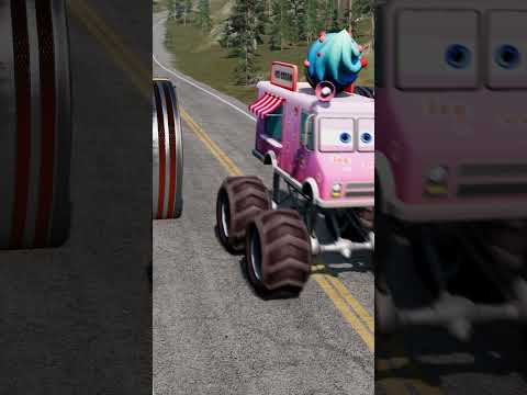 Dumb Cars Crossing Over Funny Sponge Bollard & Giant Moving Hands | BeamNG.Drive