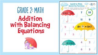 Addition Worksheet: Balancing equations | 2nd Grade Math Worksheets | Kids Academy
