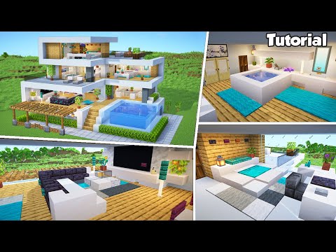 Minecraft: Modern House #55 Interior Tutorial - How to Build - 💡Material List in Description!