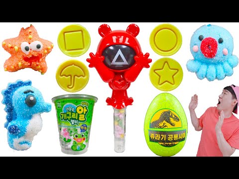 오징어게임 먹방 SQUID GAME DALGONA DESSERT 놀이터먹방  sweet mukbang 달콤먹방 편의점음식 Big DALGONA JJAEMI째미