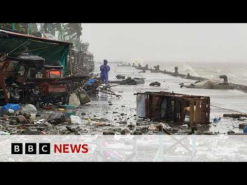 YouTube video thumbnail: Thousands Evacuated as Super Typhoon Ragasa Makes Landfall in Philippines