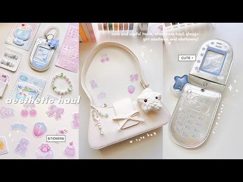 aesthetic aliexpress haul 🍓*･ﾟ// shoujo girl edition, bag unboxing, cute + useful items, stationery