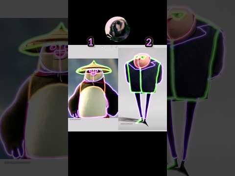 Drawing GRU and Kungfu Panda 😍♥️ in easy technique #shorts #despicableme #drawing #panda