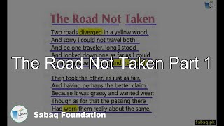 The Road Not Taken Part 1