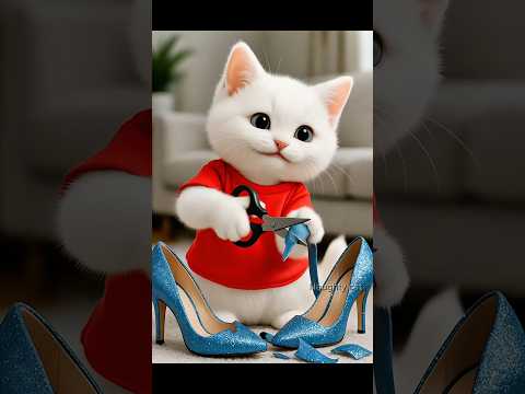 How the kitten made a beautiful shoe#kitten #cat #funny