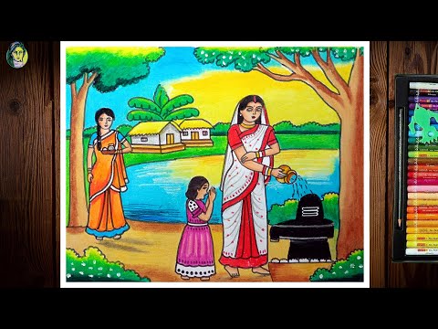 Shivratri Special Drawing Easy | Mahashivratri Drawing | Shivratri Special Scenery Drawing