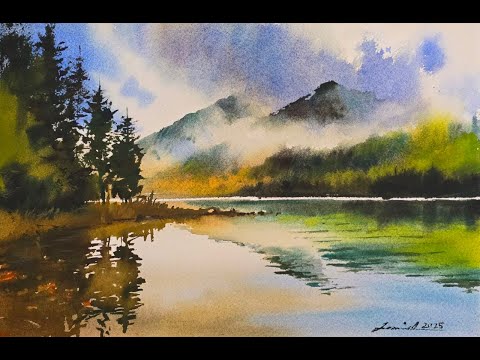 How to Paint Misty Reflections on a Mountain Lake with Watercolor