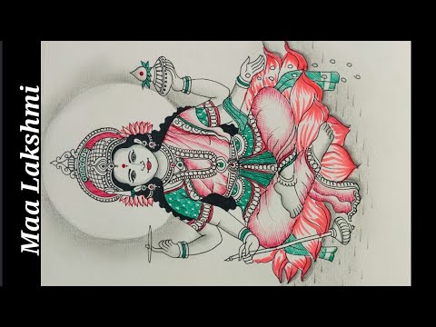 How to draw Maa Lakshmi easily for beginners/ step by step drawing of maa Lakshmi using colourfulpen